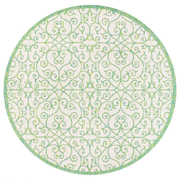 Madrid Vintage Filigree Textured Weave Indoor/outdoor Round Rug